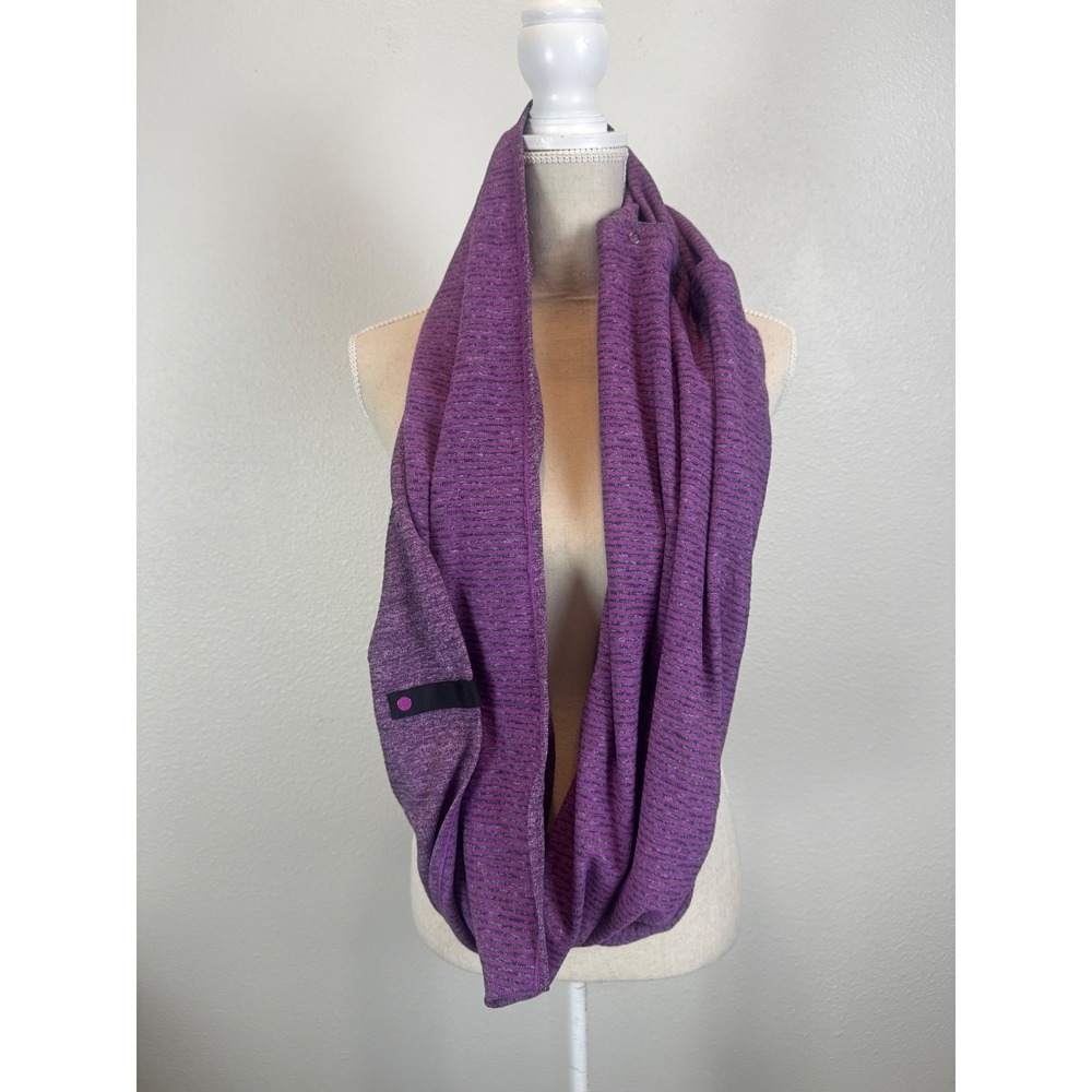 Lululemon Scarf Womens OS Purple Vinyasa Infinity Scarf Striped Snap Button Wrap